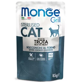 28x Monge Cat Grill 85g Alutasak Steril Pisztráng