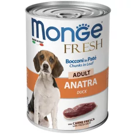 24x Monge Dog Fresh Paté+Chunkies 400g Konzerv Kacsa