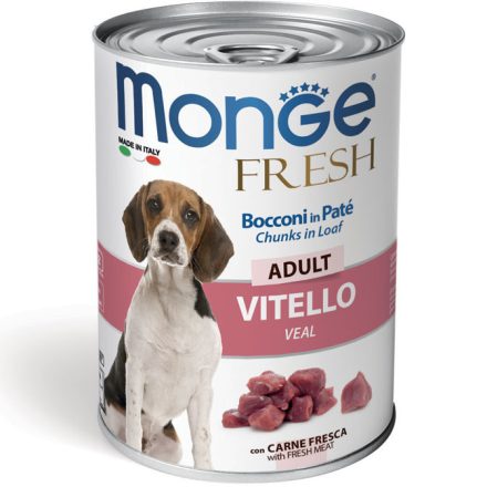 24x Monge Dog Fresh Paté+Chunkies 400g Konzerv Borjú