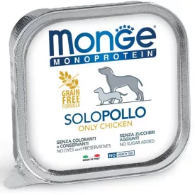 24x Monge Dog Monoprotein Paté 150g Alutálca 100% Csirke