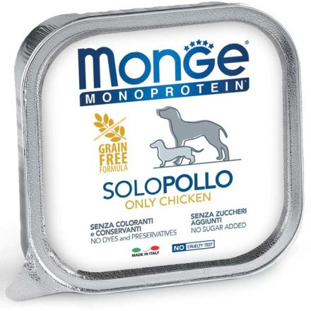 24x Monge Dog Monoprotein Paté 150g Alutálca 100% Csirke
