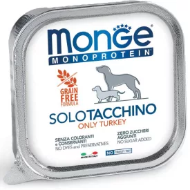 24x Monge Dog Monoprotein Paté 150g Alutálca 100% Pulyka