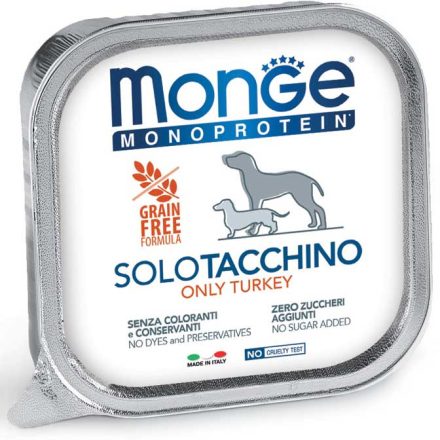 24x Monge Dog Monoprotein Paté 150g Alutálca 100% Pulyka
