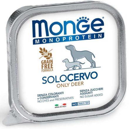 24x Monge Dog Monoprotein Paté 150g Alutálca 100% Szarvas