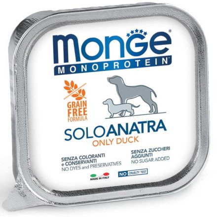 24x Monge Dog Monoprotein Paté 150g Alutálca 100% Kacsa