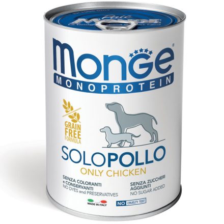 24x Monge Dog Monoprotein Paté 400g Konzerv 100% Csirke