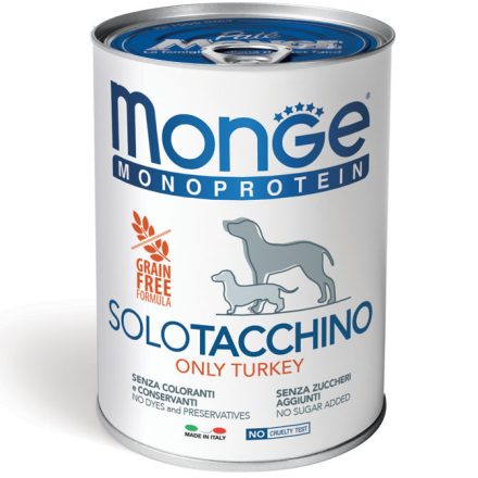 24x Monge Dog Monoprotein Paté 400g Konzerv 100% Pulyka