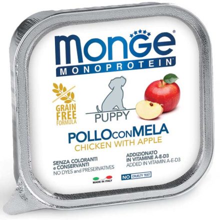 24x Monge Dog Monoprotein Fruits Paté 150g Alutálca Kölyök Csirke + Alma