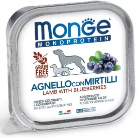   24x Monge Dog Monoprotein Fruits Paté 150g Alutálca Bárány + Áfonya