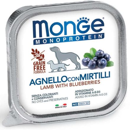 24x Monge Dog Monoprotein Fruits Paté 150g Alutálca Bárány + Áfonya
