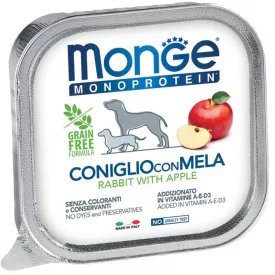   24x Monge Dog Monoprotein Fruits Paté 150g Alutálca Nyúl + Alma