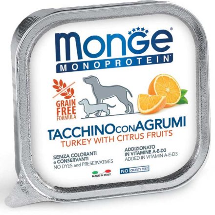 Monge Dog Monoprotein Fruits Paté 150g Alutálca Pulyka + Citrus