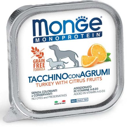 24x Monge Dog Monoprotein Fruits Paté 150g Alutálca Pulyka + Citrus