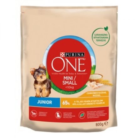 8x Purina One Mini Junior Csirke Száraz kutyaeledel 800g
