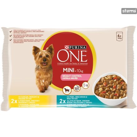 12x Purina ONE MINI Weight Control/Steril Pulykával és csirkével nedves kutyaeledel 4x85g