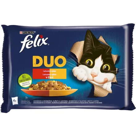 12x Félix 4x85g Fantastic Duo Csirke + Marha + Pulyka + Bárány Alutasak 932