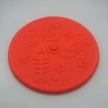 Frizbi 20cm - narancssárga, 3D tappancs és hal mintával