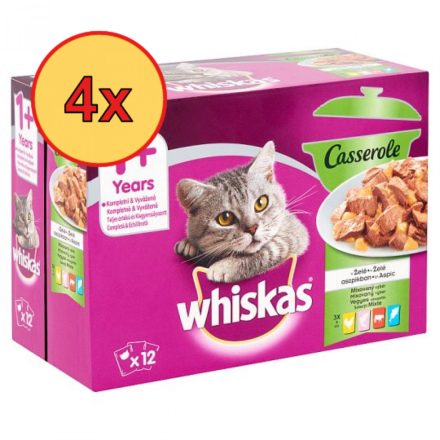 4x Whiskas Casserole Vegyes válogatás Alutasakos macskaeledel 12x85g