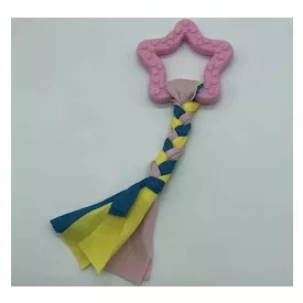   Gumi kutyajáték masni 7,5cm - textil fonattal - rózsaszín