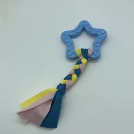 Gumi kutyajáték masni 7,5cm - textil fonattal - kék