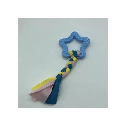 Gumi kutyajáték masni 7,5cm - textil fonattal - kék