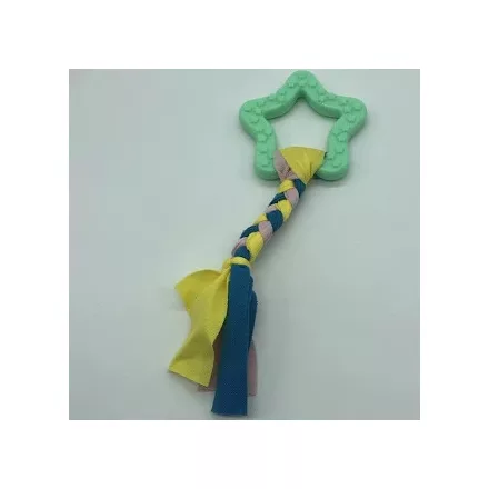 Gumi kutyajáték masni 7,5cm - textil fonattal - zöld