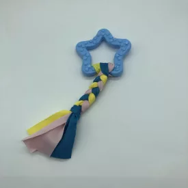 Gumi kutyajáték csillag 7,5cm - textil fonattal - kék