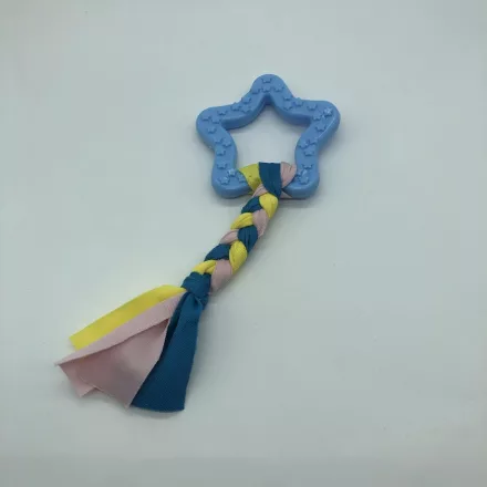 Gumi kutyajáték csillag 7,5cm - textil fonattal - kék