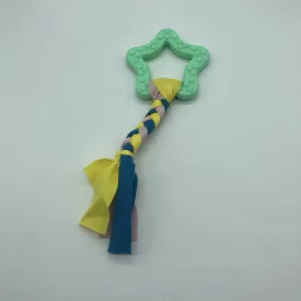 Gumi kutyajáték csillag 7,5cm - textil fonattal - zöld