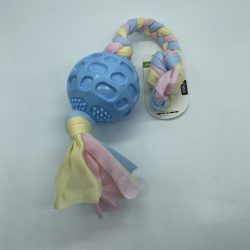 Gumilabda kutyajáték kötéllel kb 25cm - kék