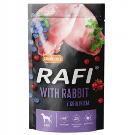   10x Rafi 500g Adult Pate Nyúl Kék és Vörösáfonyával Kutya alutasakos
