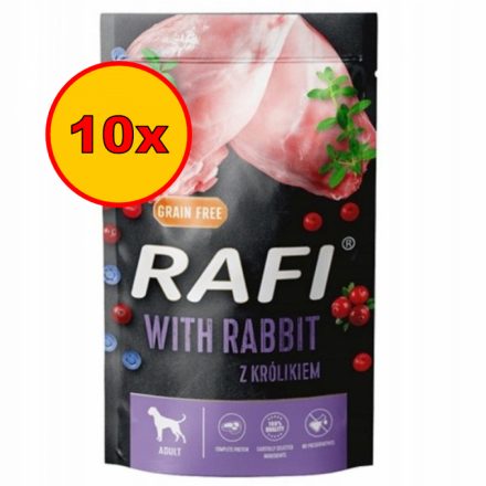 10x Rafi 500g Adult Pate Nyúl Kék és Vörösáfonyával Kutya alutasakos