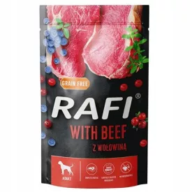   10x Rafi 500g Adult Pate Marha Kék és Vörösáfonyával Kutya alutasakos