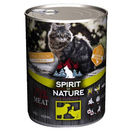 12x Spirit of Nature Hipoallergén Macska konzerv 415g Bárány és Nyúl