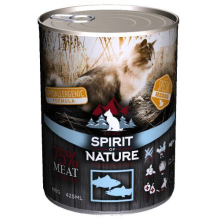 12x Spirit of Nature Hipoallergén Macska konzerv 415g Tonhal és Lazac