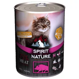   12x Spirit of Nature Hipoallergén Macska konzerv 415g Vaddisznó