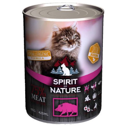 12x Spirit of Nature Hipoallergén Macska konzerv 415g Vaddisznó