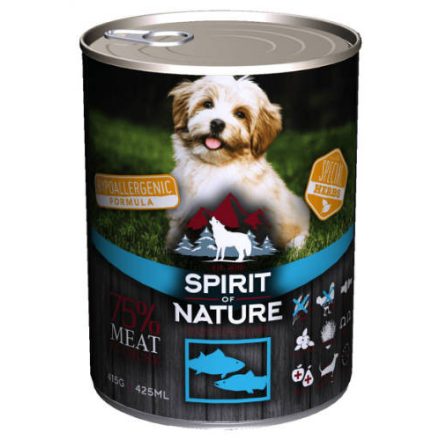 12x Spirit of Nature Hipoallergén KUTYA konzerv 415g Tonhal és Lazac