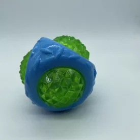 Labda zöld, kék gumival, világítós, kb 8cm