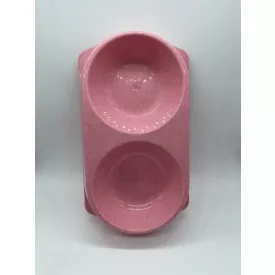 Dupla etetőtál - műanyag 28x16cm 2x250ml RÓZSASZÍN