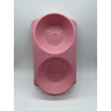 Dupla etetőtál - műanyag 28x16cm 2x250ml RÓZSASZÍN