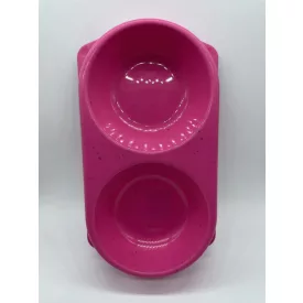 Dupla etetőtál - műanyag 28x16cm 2x250ml PINK