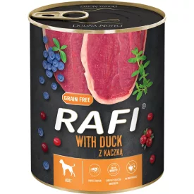   12x Rafi 800g Adult Pate Kacsa Kék és Vörösáfonyával Kutyakonzerv