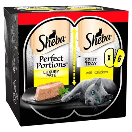 8x Sheba Perfect Portions Mini 6x37,5g Csirke alutálcás macskaeledel
