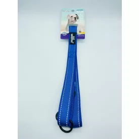   Póráz - textil, fém karabinerrel, fényvisszaverő csíkokkal - L - 2,5x120cm KÉK