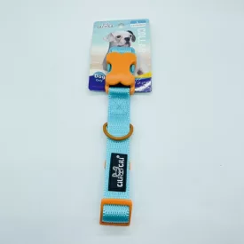   Nyakörv textil - sárga műanyag csont alakú csattal - L -  2,5cm x 46-55cm TÜRKIZ