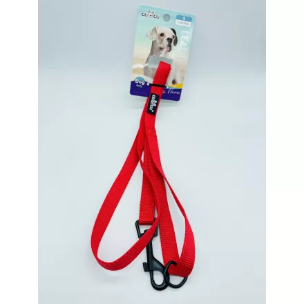 Póráz textil fém karabinerrel - S - 1,5cm x 120cm PIROS