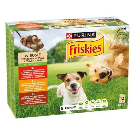 6x Friskies Dog 12x85g Adult szószos Alutasakos kutyaeledel