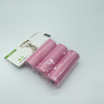 Kutyapiszok Zacskó - 3 tekercs (15db/tekercs) - rózsaszín