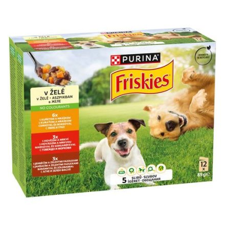 6x Friskies Dog 12x85g Adult aszpikos Alutasakos kutyaeledel